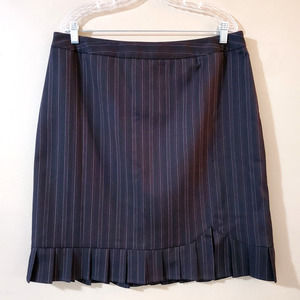 A-Line Womens Flounce Career Skirt Size 16 Black Pinstriped Lined